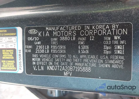 2011 Kia Soul +/!/Sport from USA, damaged, VIN KNDJT2A20B7195888